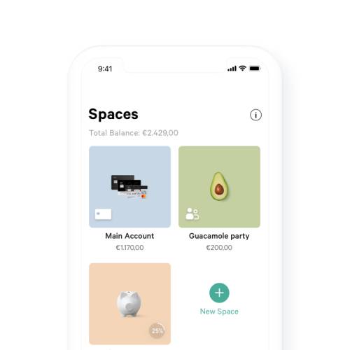 mobile phone shows the spaces N26 feature